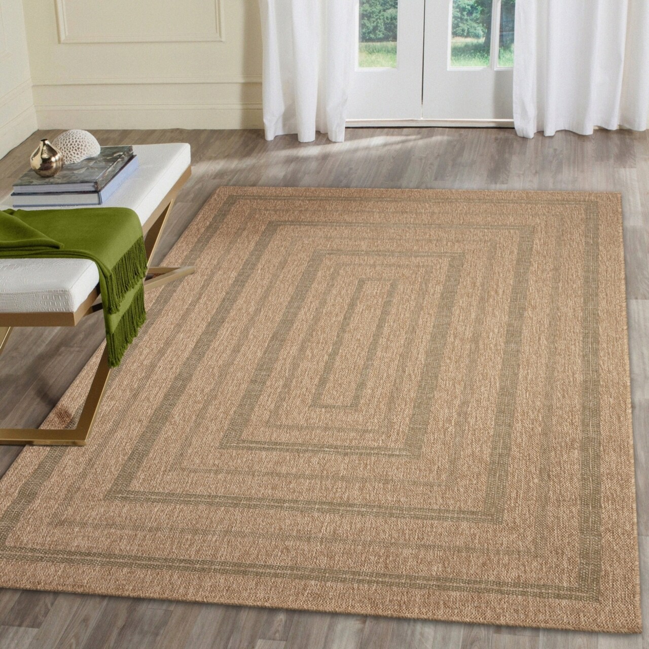The Rug Department Liora Manne Sahara Multi Border Indoor Outdoor Area Rug Green